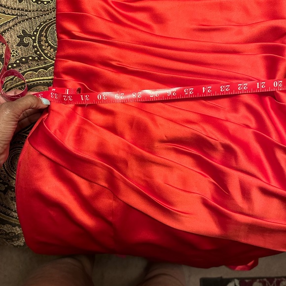 Red Satin staples full length gown . - Picture 7 of 10